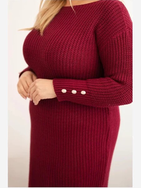 Šaty Plus Size s moherom bordová