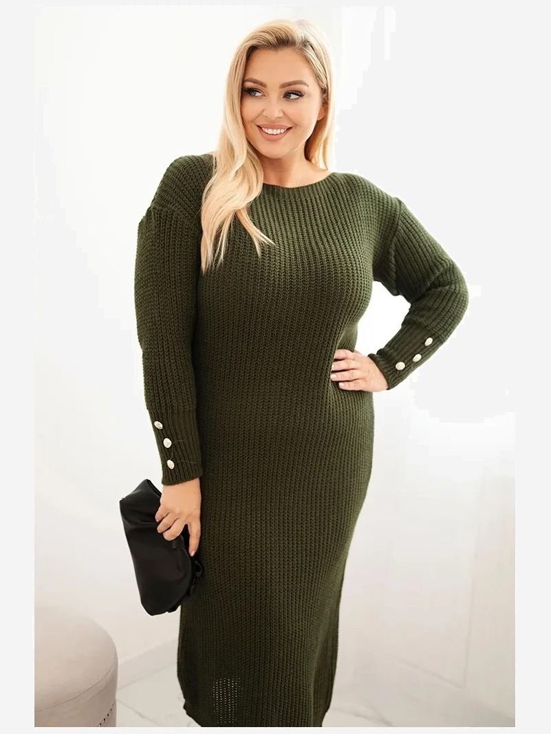 Śaty Plus Size s moherom khaki