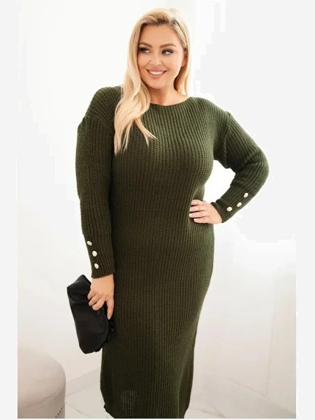 Śaty Plus Size s moherom khaki