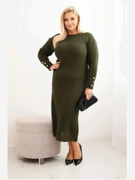 Śaty Plus Size s moherom khaki