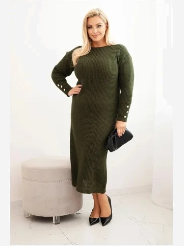 Śaty Plus Size s moherom khaki