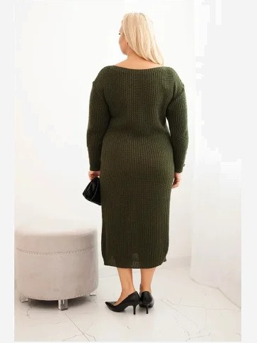 Śaty Plus Size s moherom khaki