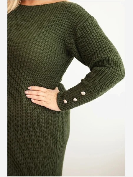 Śaty Plus Size s moherom khaki