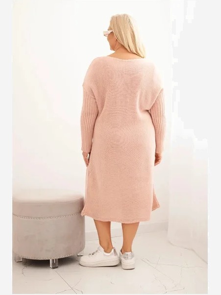 Šaty Plus Size s mohérom oversize s vreckom pudrová ružová