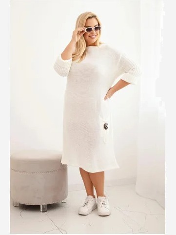Šaty Plus Size s mohairom oversize s vreckom ecru