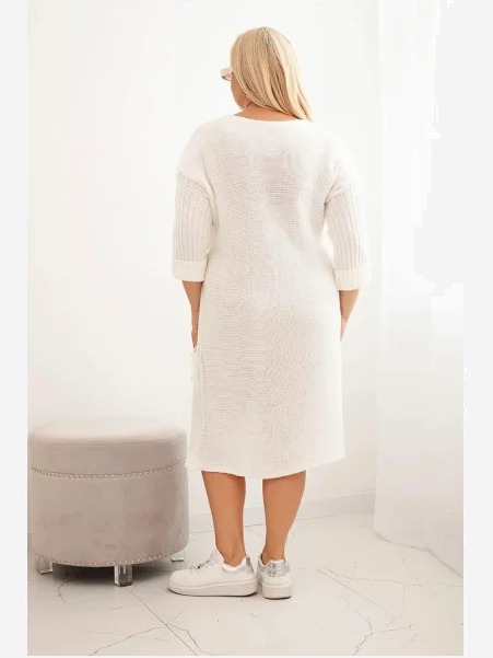 Šaty Plus Size s mohairom oversize s vreckom ecru