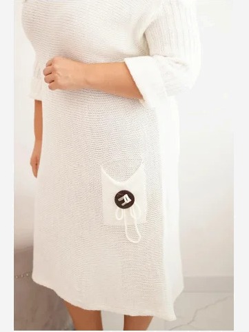 Šaty Plus Size s mohairom oversize s vreckom ecru