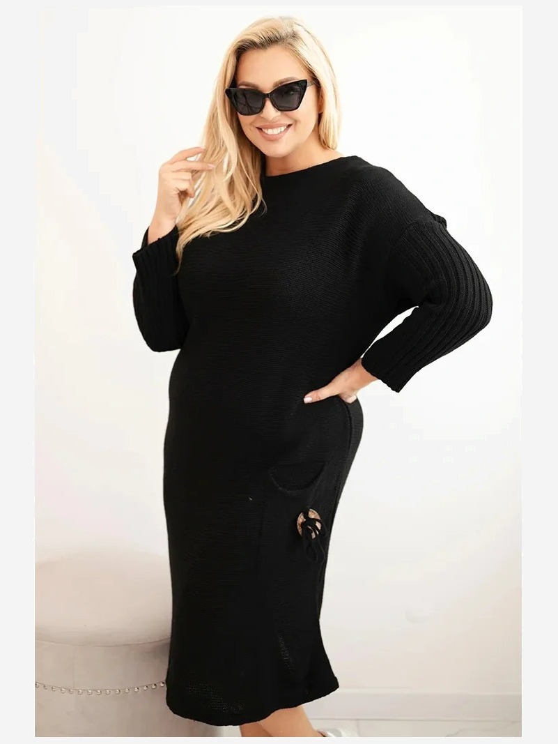 Sukňa sveterová dámska Plus Size s moherom oversize s vreckom čierna