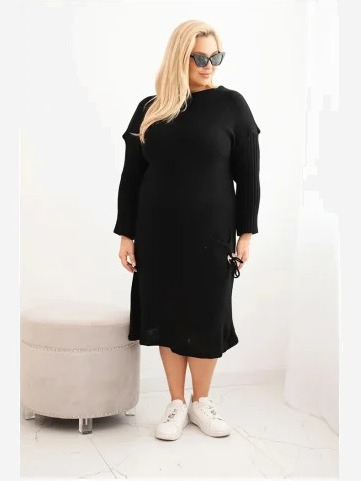 Sukňa sveterová dámska Plus Size s moherom oversize s vreckom čierna