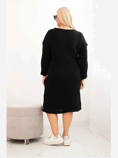 Sukňa sveterová dámska Plus Size s moherom oversize s vreckom čierna
