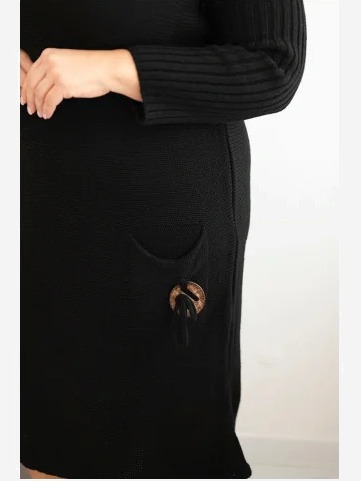 Sukňa sveterová dámska Plus Size s moherom oversize s vreckom čierna