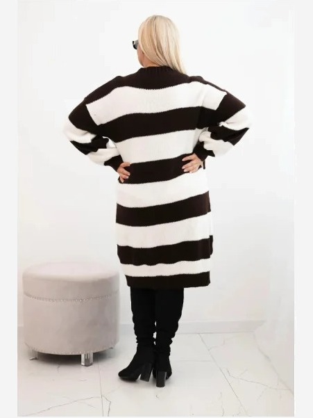 Šaty Plus Size pruhovaná hnedá