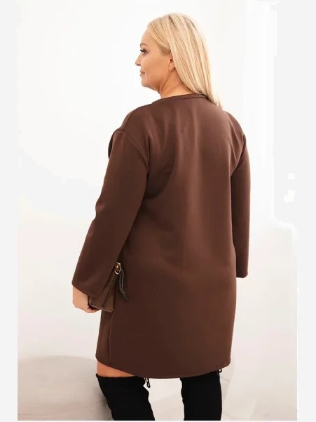 Šaty Plus Size s vreckom a 3/4 rukávom maslová hnedá