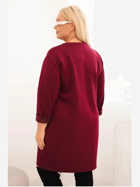 Šaty Plus Size maslo s vreckom a rukávom 3/4 slivková