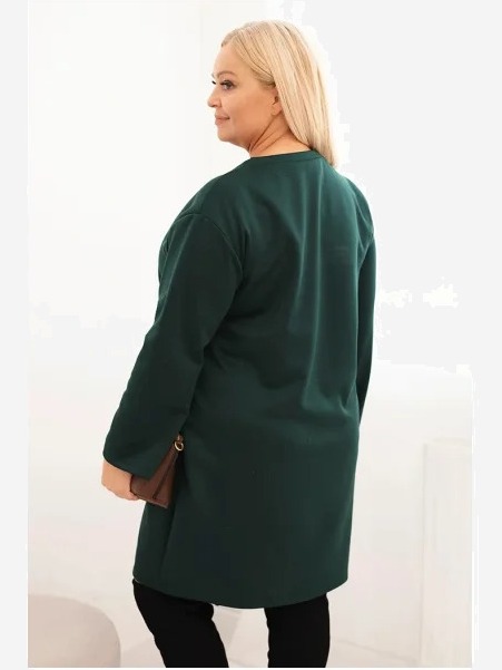 Šaty Plus Size maslová s vreckom a rukávom 3/4 tmavozelená