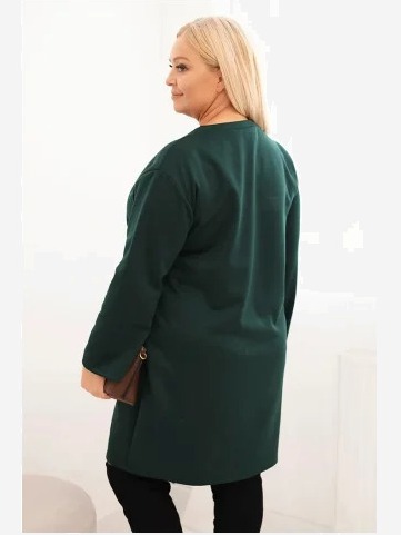 Šaty Plus Size maslová s vreckom a rukávom 3/4 tmavozelená
