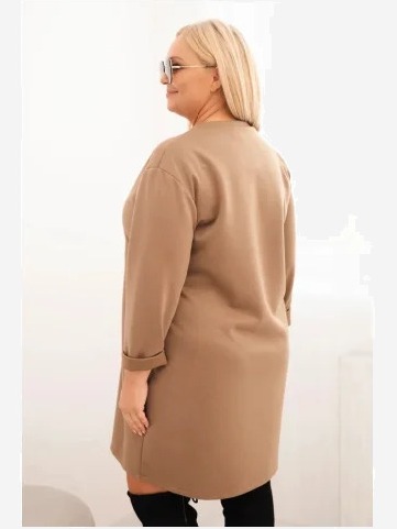 Dámska sukňa Plus Size s vreckom a 3/4 rukávom maslová camelová