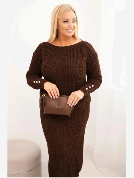 Dámske šaty Plus Size s moherom čokoládová