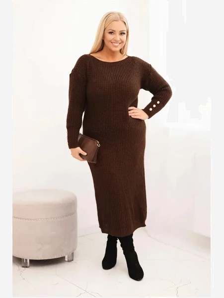 Dámske šaty Plus Size s moherom čokoládová