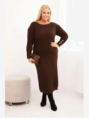 Dámske šaty Plus Size s moherom čokoládová