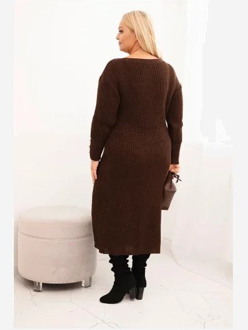 Dámske šaty Plus Size s moherom čokoládová