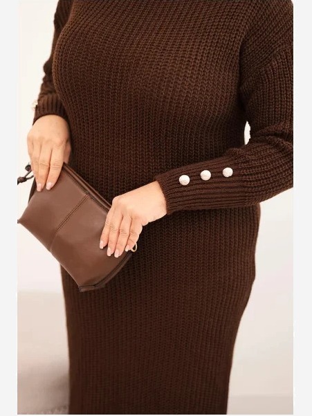 Dámske šaty Plus Size s moherom čokoládová