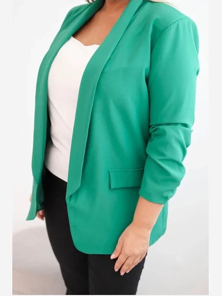 Dámska sako Plus Size bez zapínania s podšívkou XL/2XL zelená