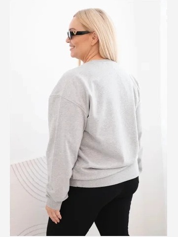 Dámska mikina s okrúhlym výstrihom Plus Size bavlnená basic šedá