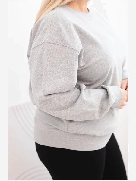 Dámska mikina s okrúhlym výstrihom Plus Size bavlnená basic šedá