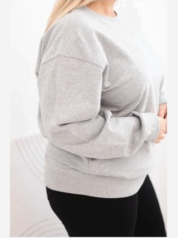Dámska mikina s okrúhlym výstrihom Plus Size bavlnená basic šedá