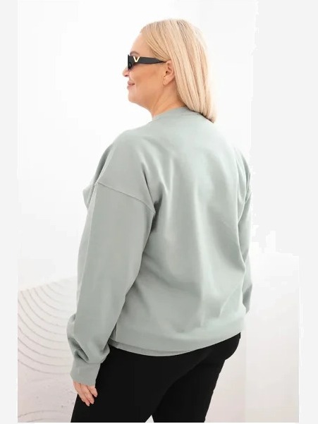 Dámska mikina s pútkom Plus Size bavlnená basic s okrúhlym výstrihom tmavozelená