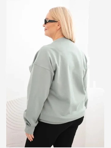 Dámska mikina s pútkom Plus Size bavlnená basic s okrúhlym výstrihom tmavozelená