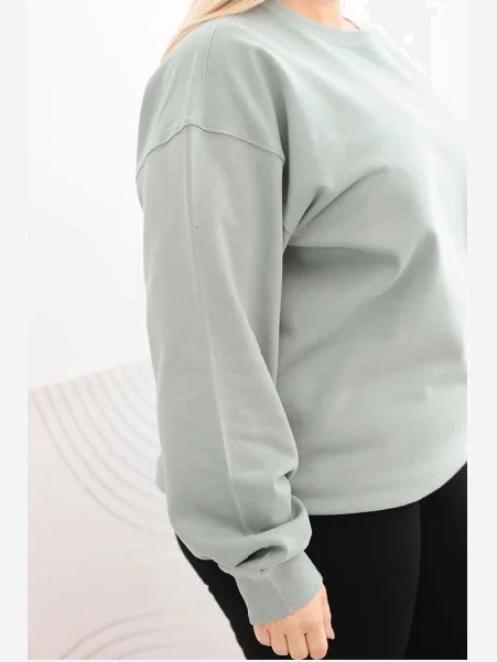 Dámska mikina s pútkom Plus Size bavlnená basic s okrúhlym výstrihom tmavozelená