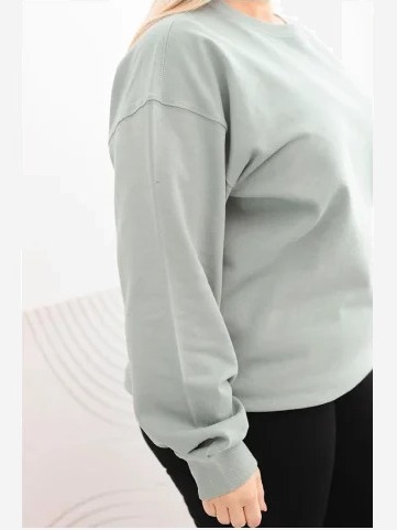 Dámska mikina s pútkom Plus Size bavlnená basic s okrúhlym výstrihom tmavozelená