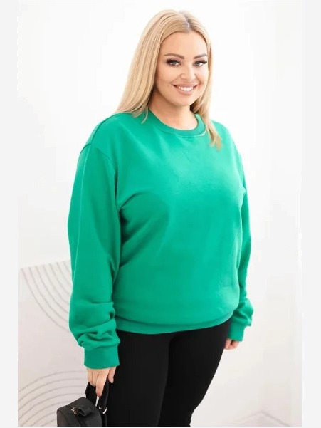 Dámska mikina s okrúhlym výstrihom Plus Size bavlnená basic svetlozelená