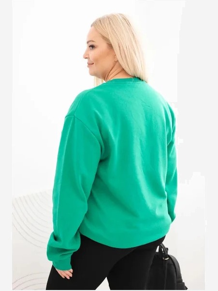 Dámska mikina s okrúhlym výstrihom Plus Size bavlnená basic svetlozelená