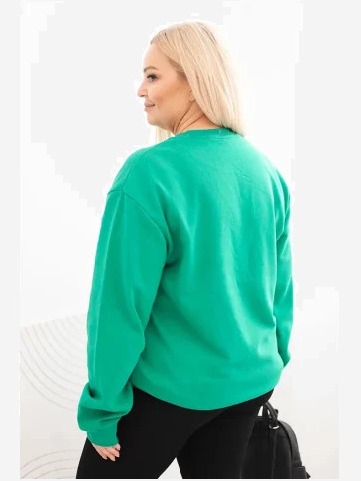 Dámska mikina s okrúhlym výstrihom Plus Size bavlnená basic svetlozelená