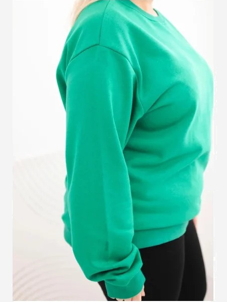 Dámska mikina s okrúhlym výstrihom Plus Size bavlnená basic svetlozelená