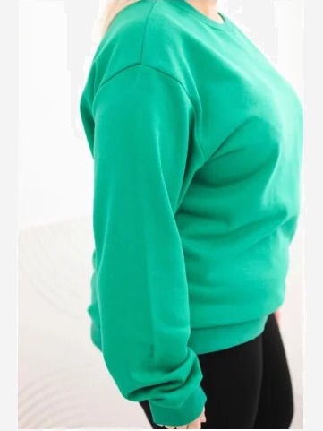 Dámska mikina s okrúhlym výstrihom Plus Size bavlnená basic svetlozelená