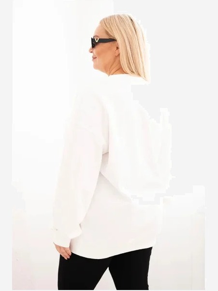 Dámska mikina s okrúhlym výstrihom Plus Size bavlnená basic biela
