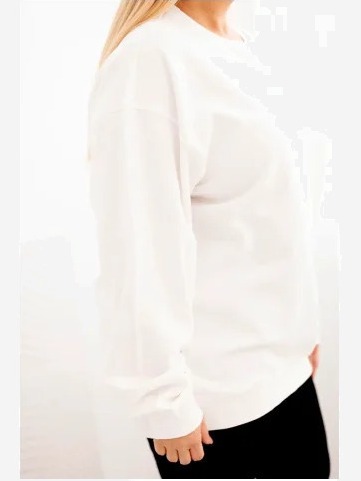 Dámska mikina s okrúhlym výstrihom Plus Size bavlnená basic biela