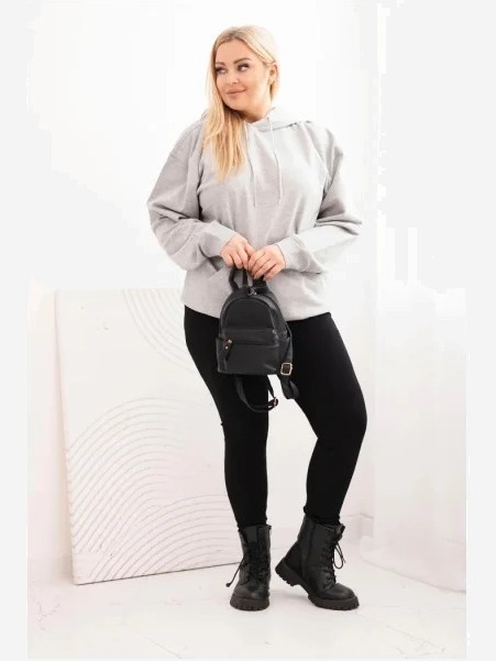 Dámska mikina s kapucňou a klokankou Plus Size z bavlny šedá