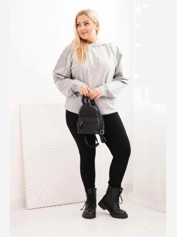 Dámska mikina s kapucňou a klokankou Plus Size z bavlny šedá