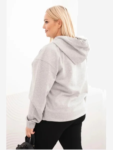 Dámska mikina s kapucňou a klokankou Plus Size z bavlny šedá