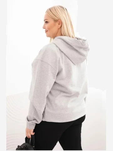 Dámska mikina s kapucňou a klokankou Plus Size z bavlny šedá