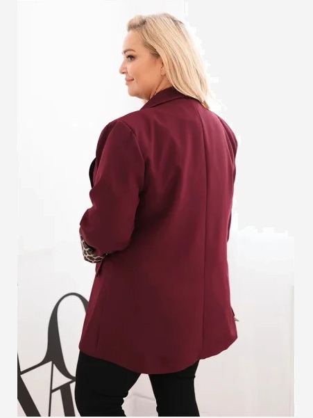 Dámska sako Plus Size s podšívkou v panterke slivková