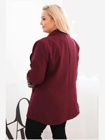 Dámska sako Plus Size s podšívkou v panterke slivková