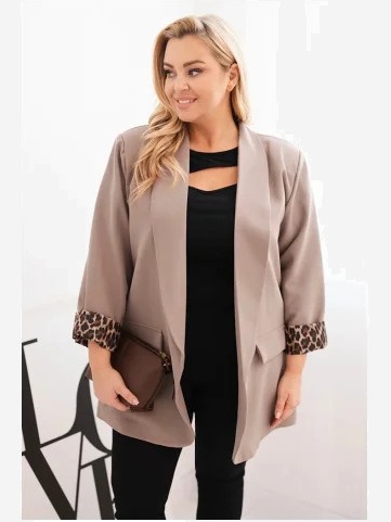 Dámska bunda Plus Size s podšívkou v leopardím vzore fango