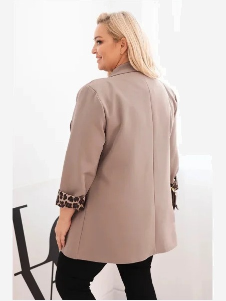 Dámska bunda Plus Size s podšívkou v leopardím vzore fango