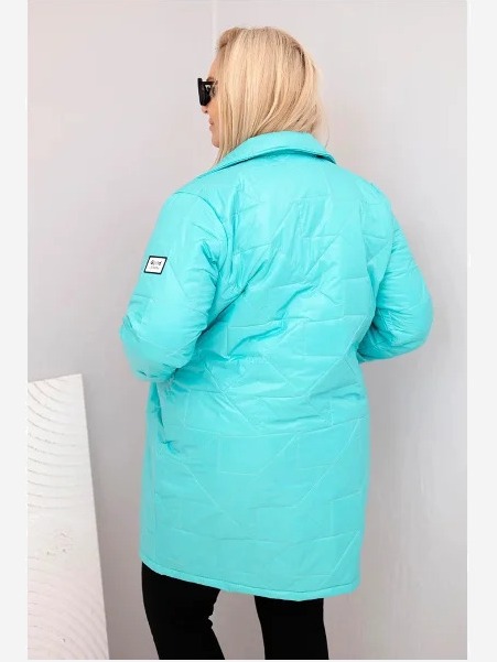 Dámska bunda Plus Size prešívaná s ozdobnými gombíkmi a golierom tmavozelená